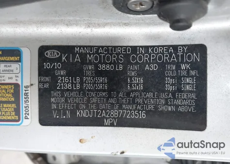 2011 Kia Soul + from USA, damaged, VIN KNDJT2A28B7723516